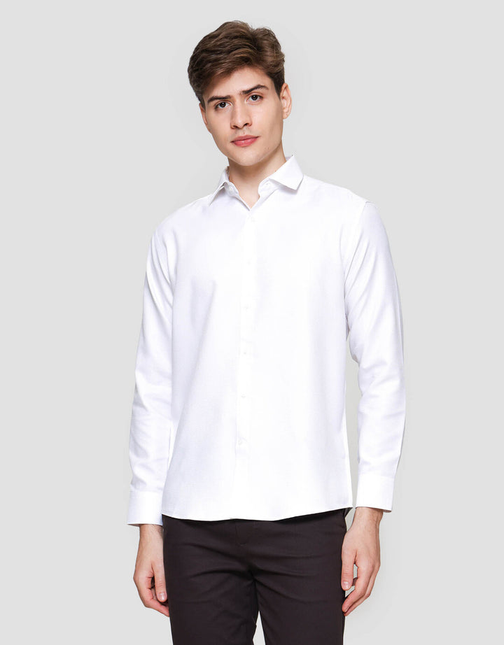 Cole Slim Fit Texture Wafle Kemeja Lengan Panjang Pria