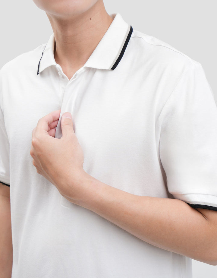 Cole Fancy Solid Jersey Spandex Collar Lis Kaos Polo Pria