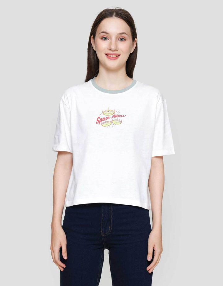 Disney Boxy Print Aliens  Kaos Lengan Pendek Wanita