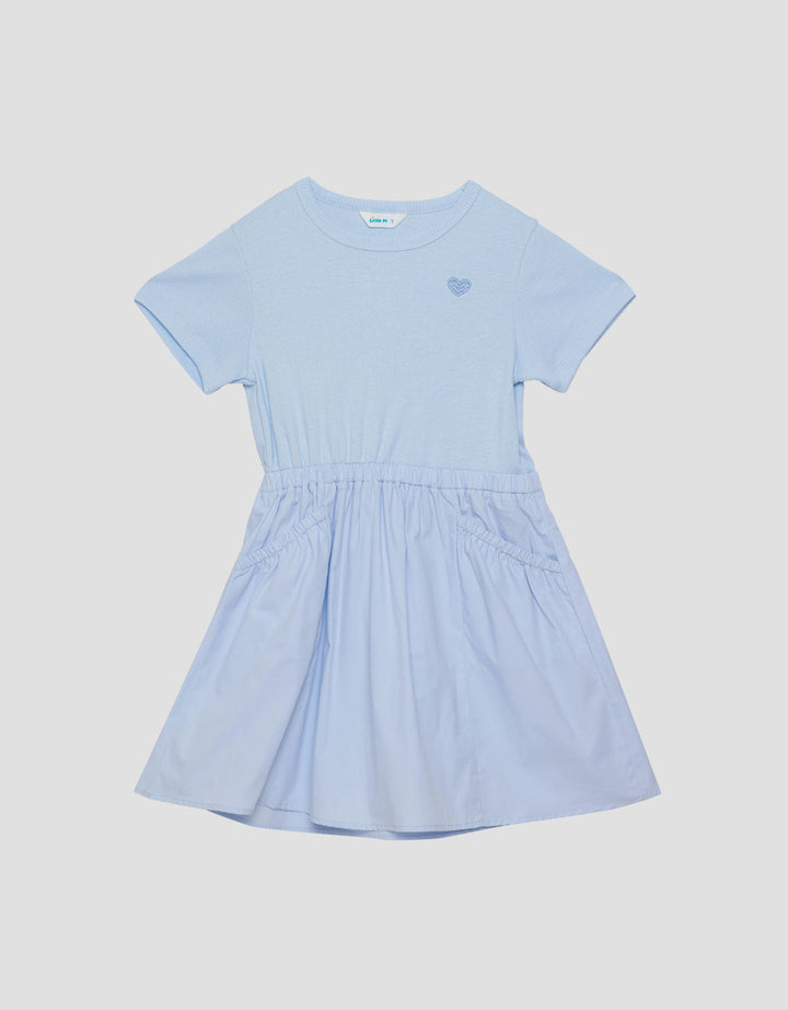 Little M Combi Rib Woven Midi Dress Anak Perempuan