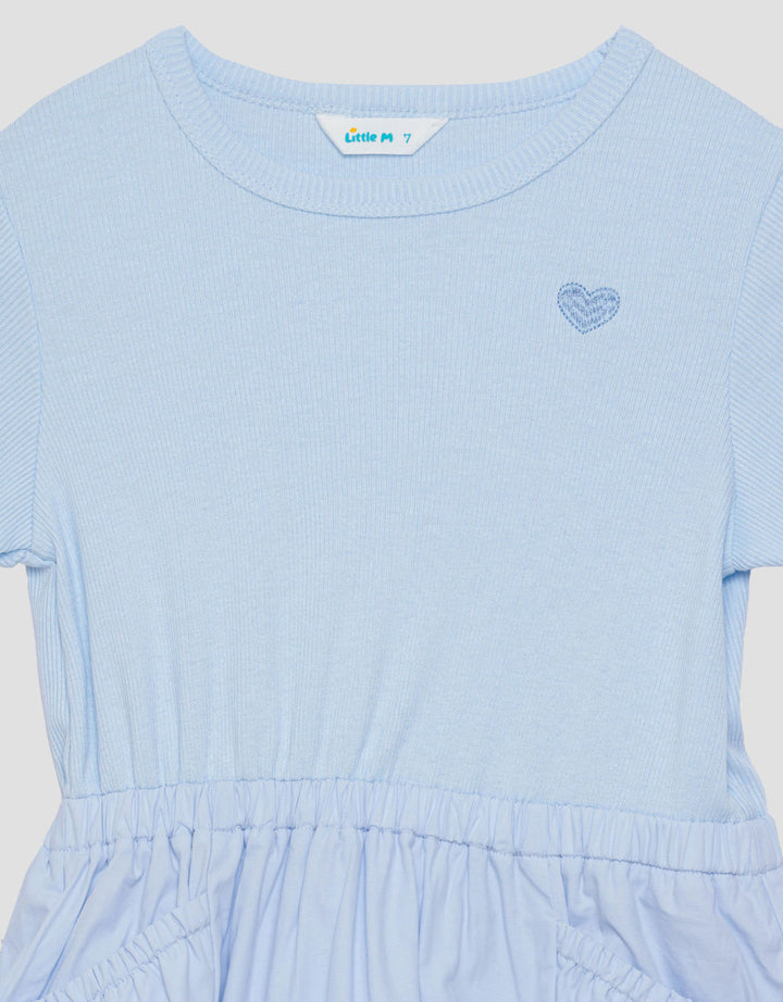 Little M Combi Rib Woven Midi Dress Anak Perempuan