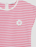 Little M Serut Yd Stripe With Crochet Kaos Anak Perempuan
