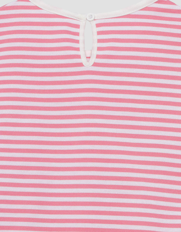 Little M Serut Yd Stripe With Crochet Kaos Anak Perempuan
