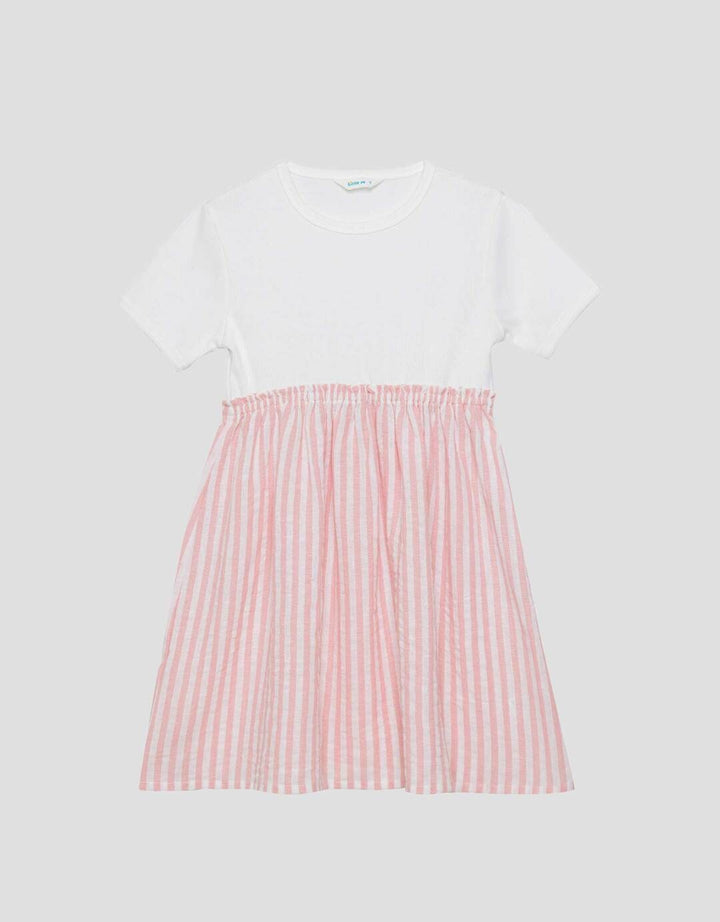Little M Stripe Combi Rib Dress Anak Perempuan