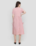 Nevada Woven Combination Knit Midi Dress Wanita