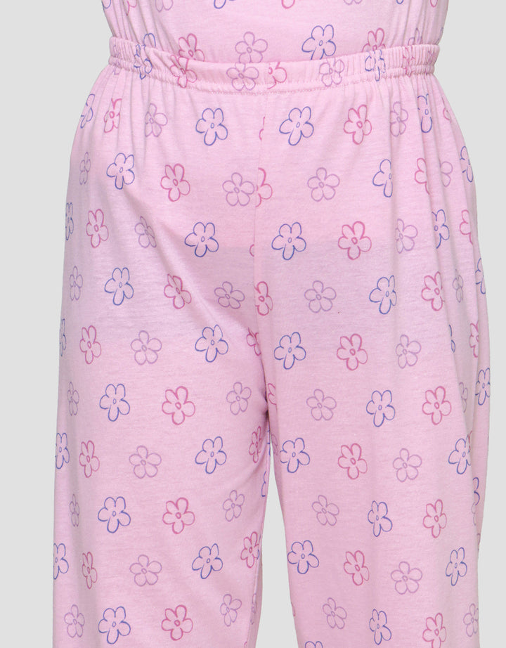 Little M Girls Fullprint Flower Set Baju Tidur Anak Perempuan