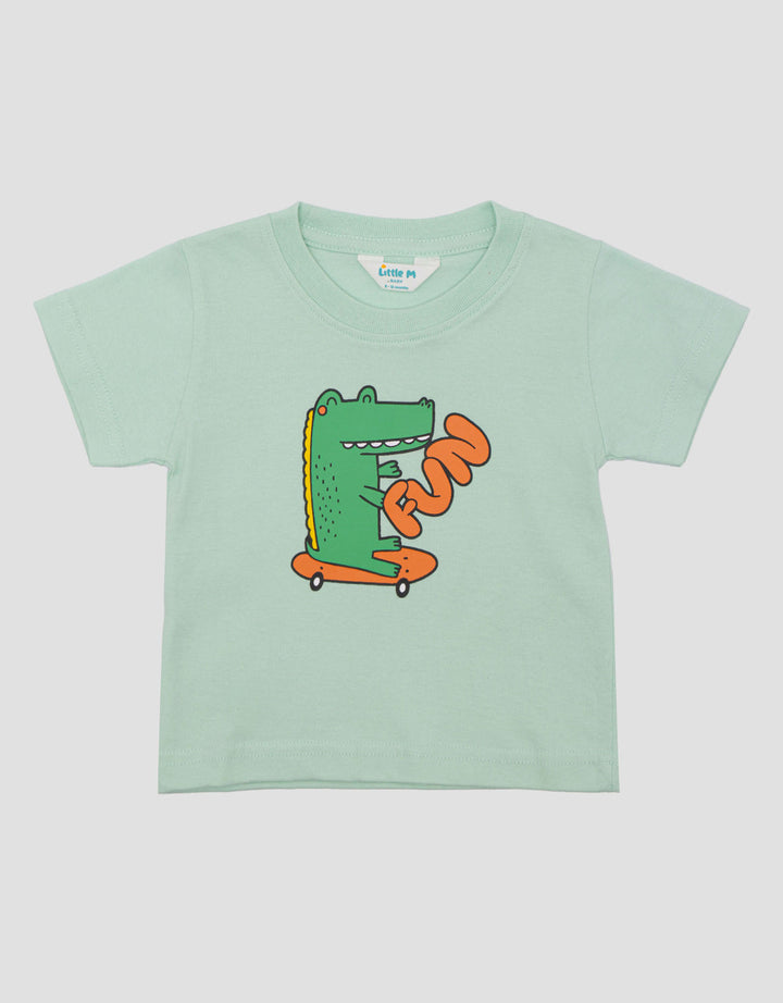 Little M Print Basic Crocodile Kaos Bayi Laki-laki