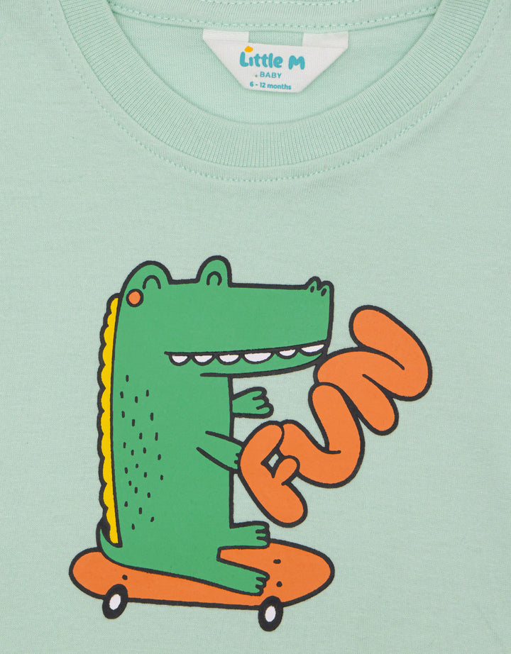 Little M Print Basic Crocodile Kaos Bayi Laki-laki