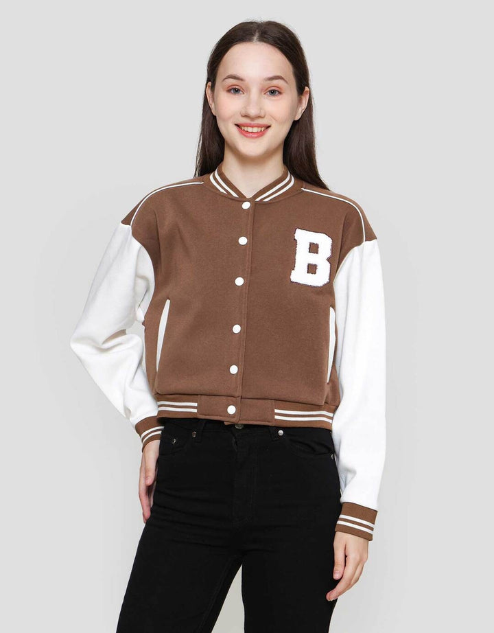 Nevada Boxy Fleece Varsity Jaket Wanita