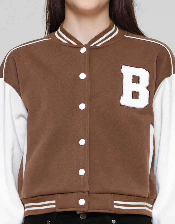 Nevada Boxy Fleece Varsity Jaket Wanita