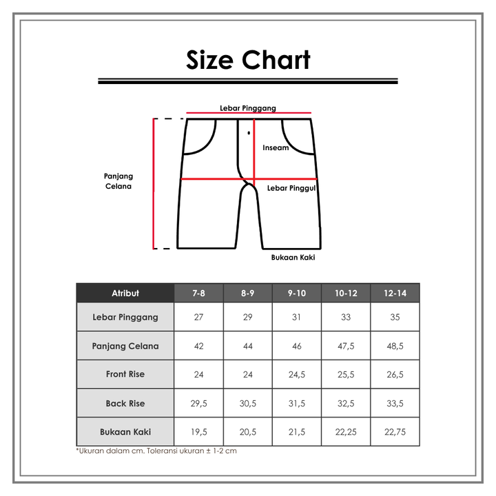 Size Chart_Nevada_Anak Laki-Laki_Bawahan Anak Laki-Laki_Celana Pendek
