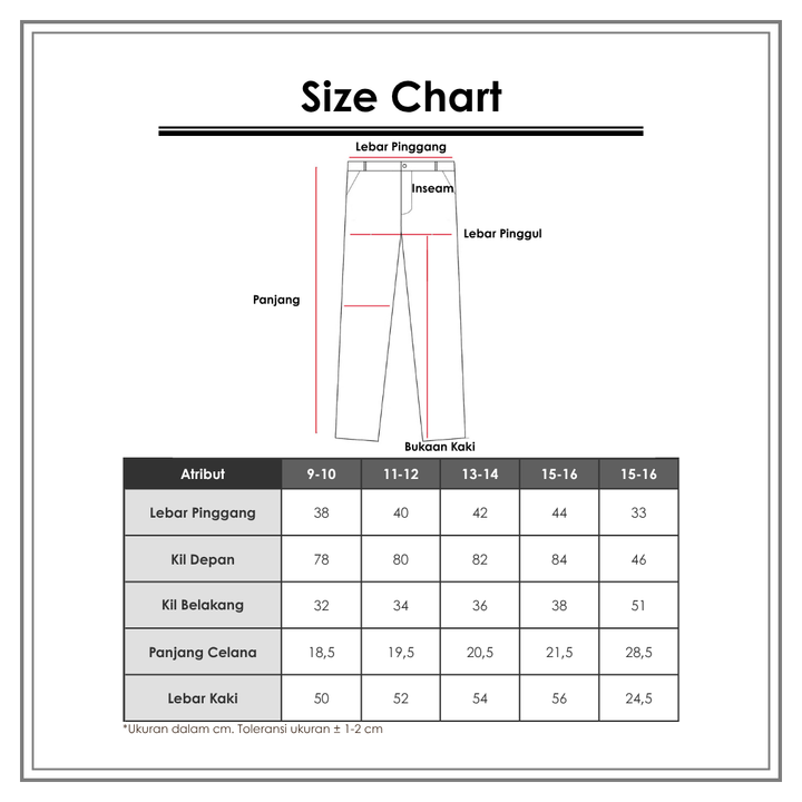 Size Chart_Nevada_Anak Perempuan_Bawahan Anak Perempuan_Cullote