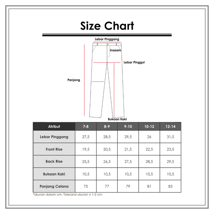 Size Chart_Nevada_Anak Laki-Laki_Bawahan Anak Laki-Laki_Chinos