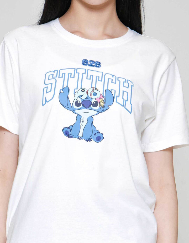 Disney Reg Print Embro Stitch Kaos Wanita