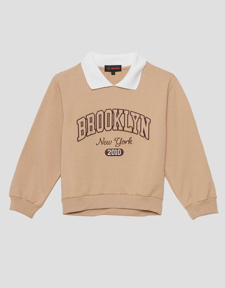 Nevada Kerah Bordir Dada Sweater Anak Perempuan