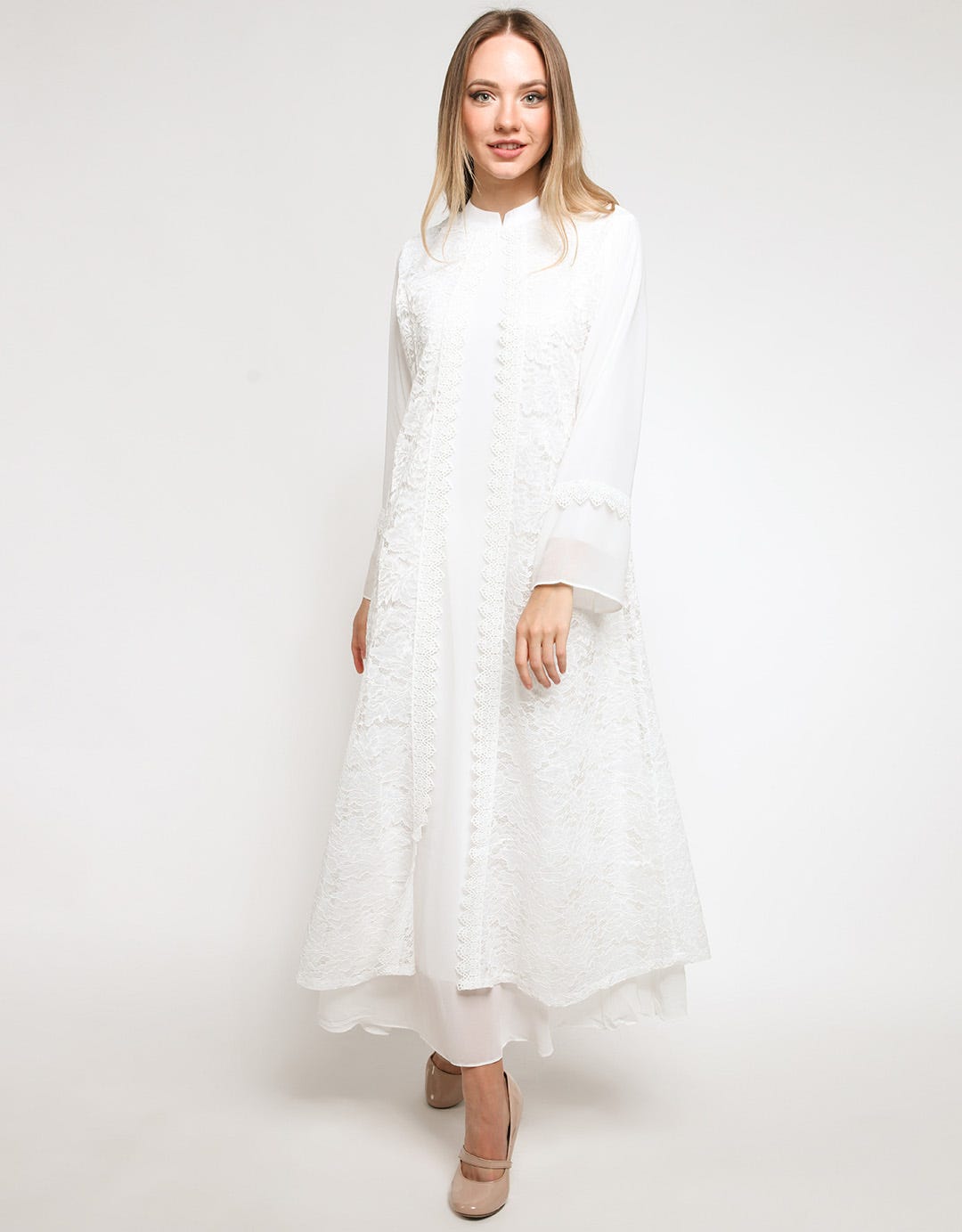 Puricia Gamis Aksen Layer Floral Lace