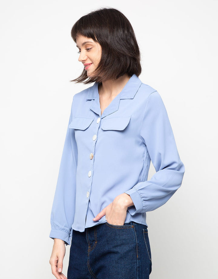 MKY Clothing Square Gold Button Blouse