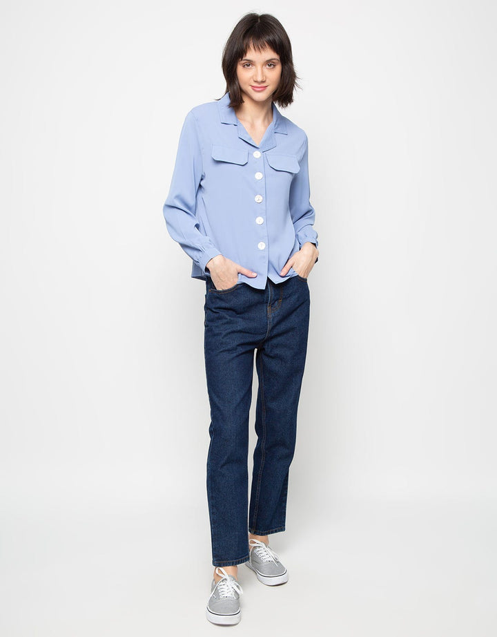 MKY Clothing Square Gold Button Blouse