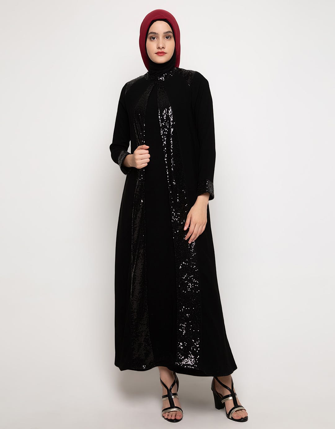 Cardinal Femme Gamis Aksen Bordir Payet
