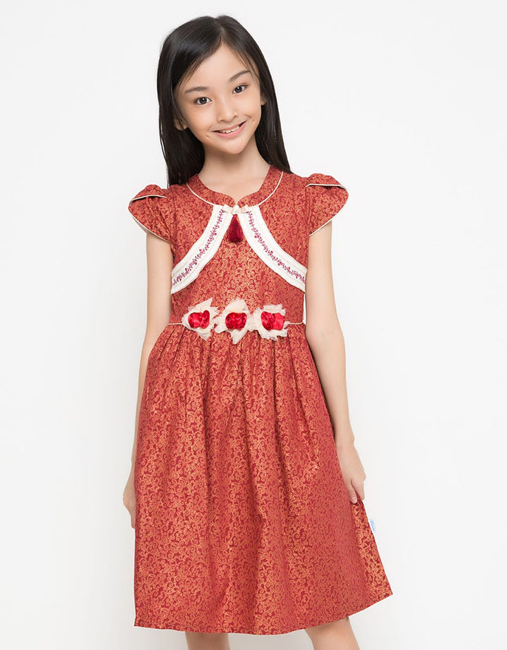 Donita Gold Cheongsam Red Casual Dress