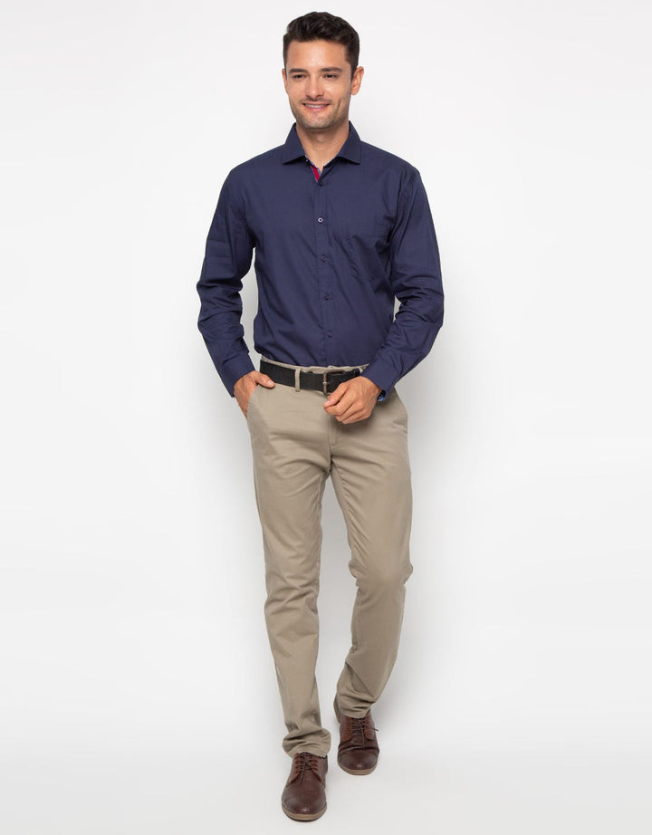 Edition Men Long Sleeve Essential Solid Woven Shirt