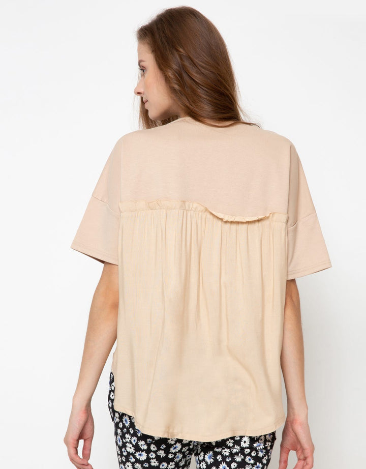 KHAKI TOP KNIT LS W/