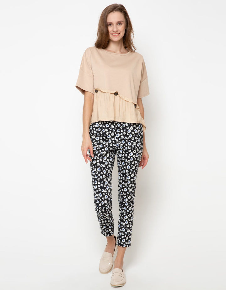 KHAKI TOP KNIT LS W/