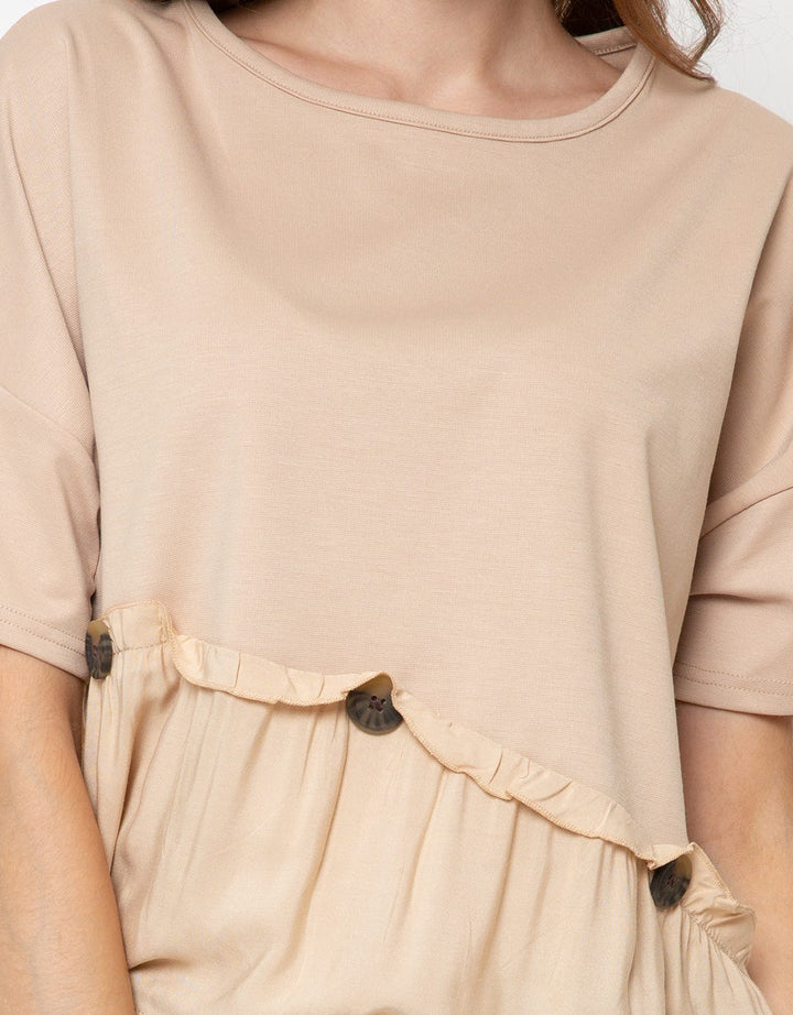 KHAKI TOP KNIT LS W/