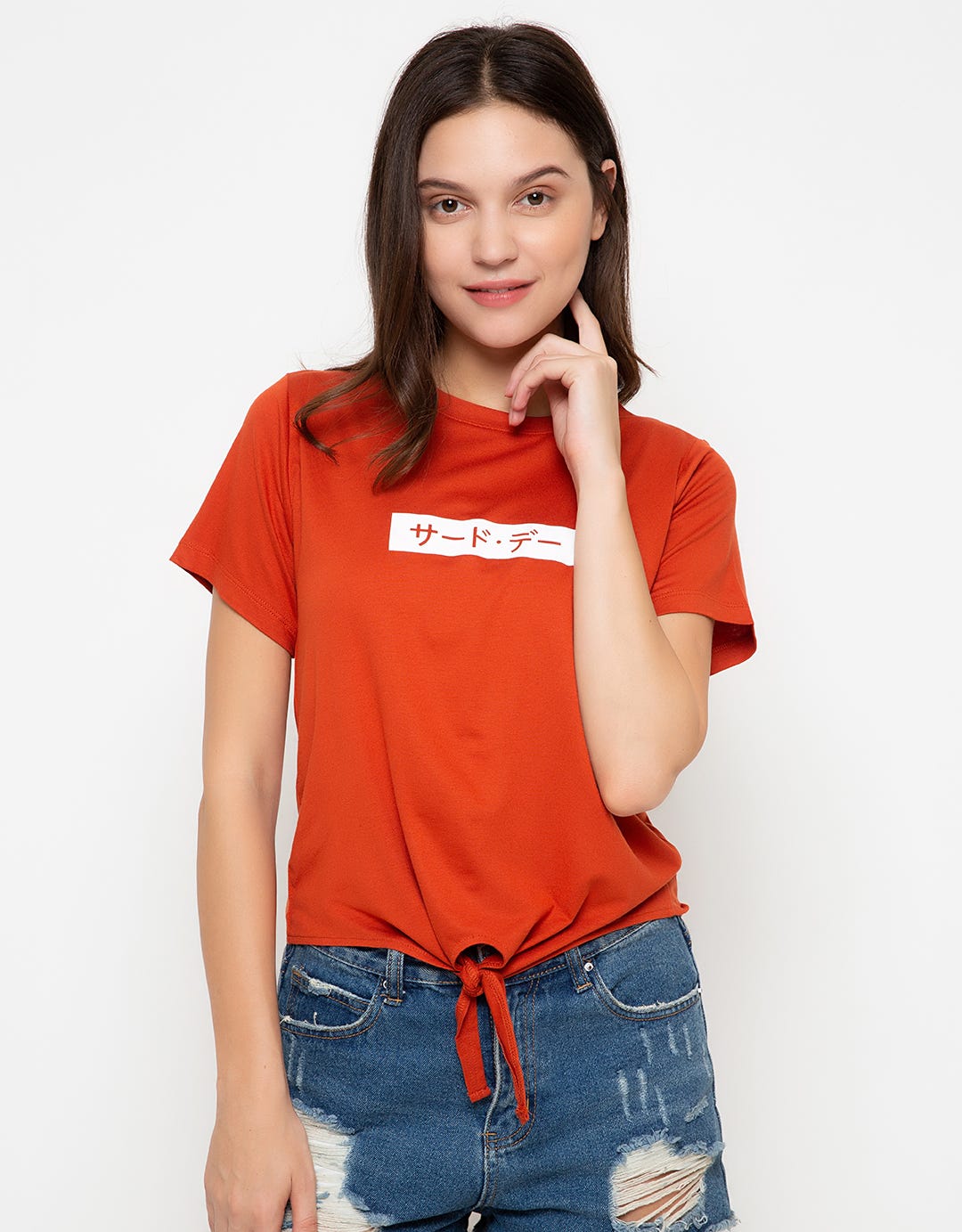 Third Day Co T-shirt Crop Knot Print Katakana