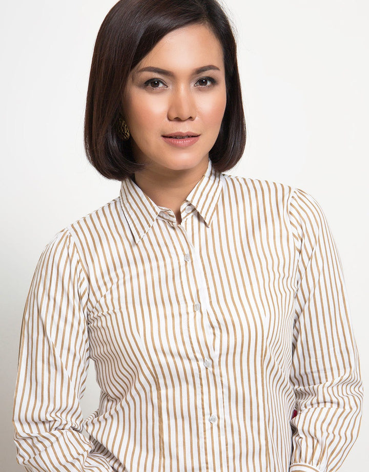 Label 9 Kemeja Wanita Striped Browne