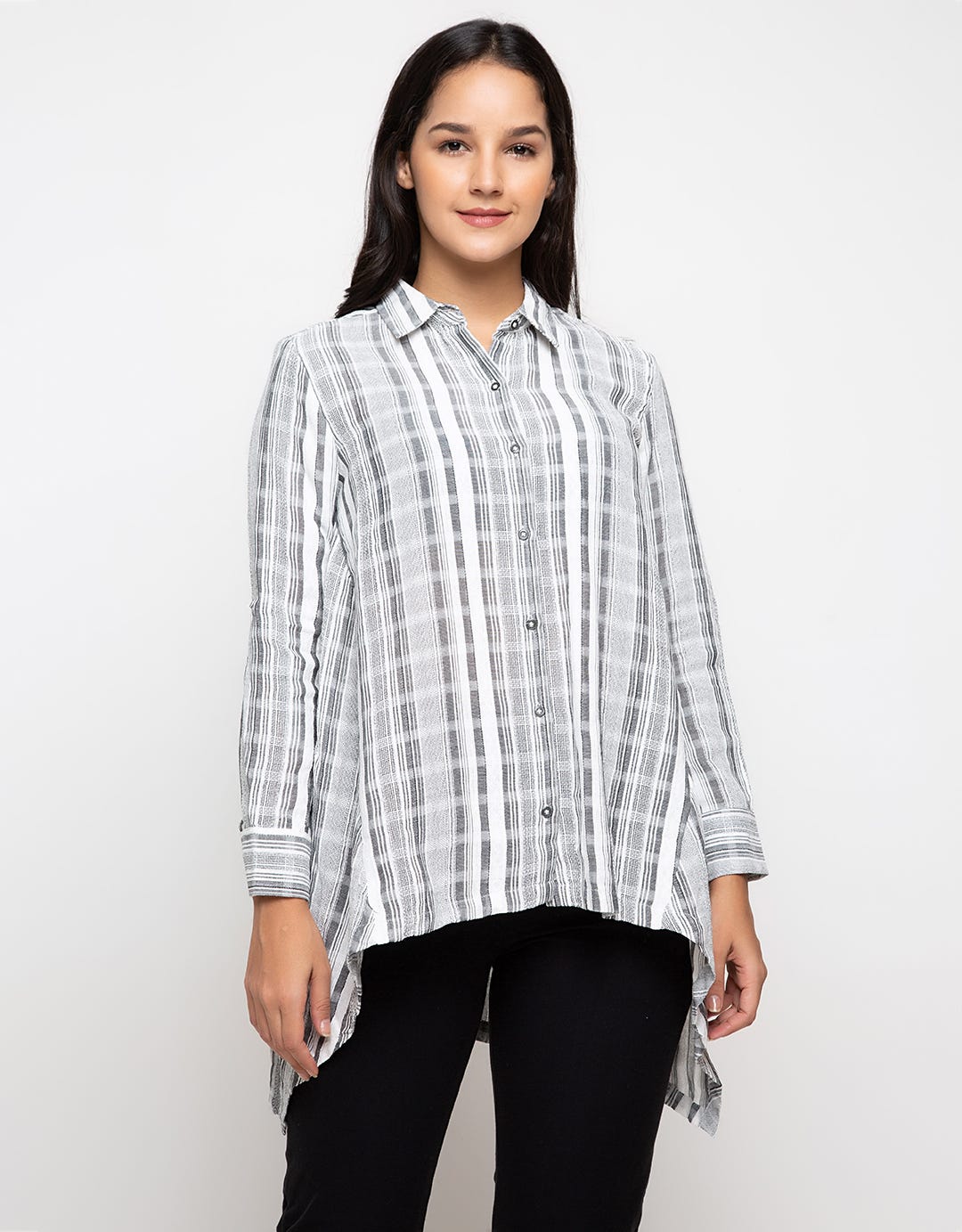 Minimal Dobby Striped Trapeze Shirt