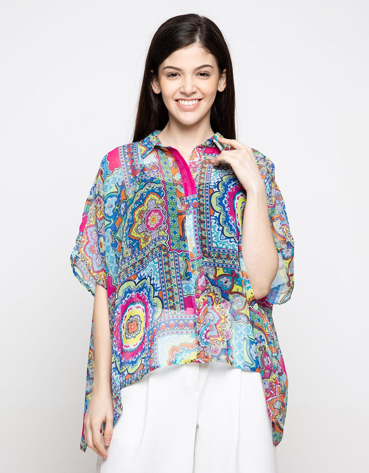 Minimal Front Button Fuchsia Shirt Caftan 4008727