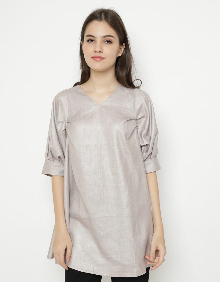 Minimal V-Neck Pleated Tunic