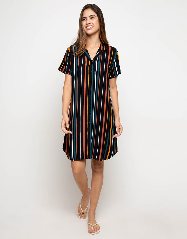 Nevada Daster Lengan Pendek Ninetys Stripe