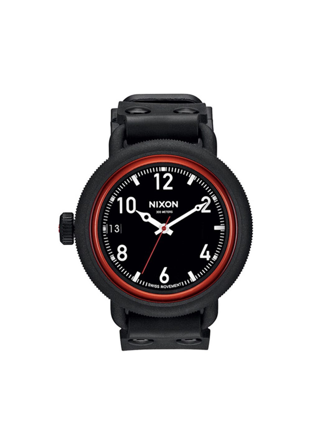 Nixon October All Black-Red Jam Tangan
