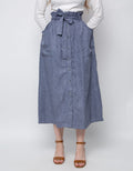 3H Buttoned Linen Long Skirt