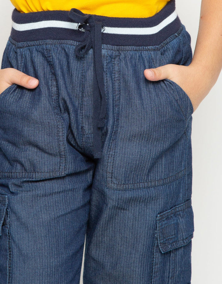 COOL BOY Denim Pants with Rib Waist