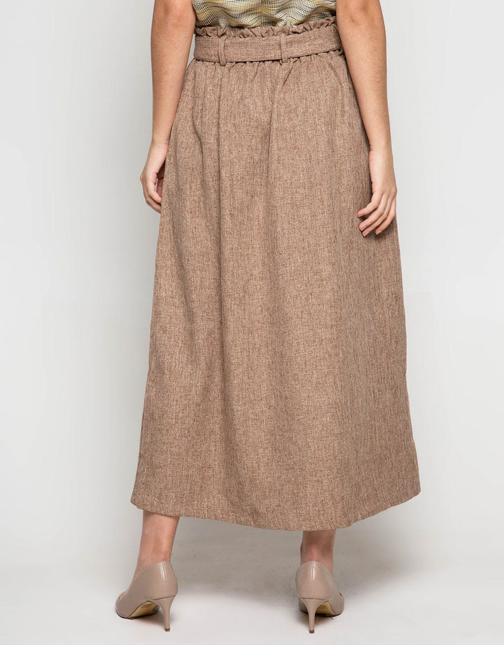 3H Buttoned Linen Long Skirt