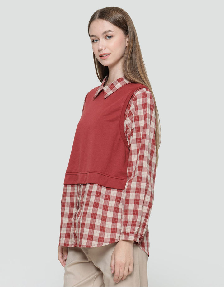 Expand Miva Blouse With Vest Wanita