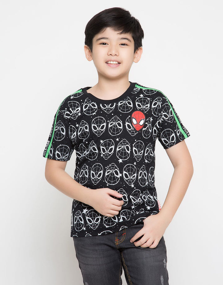 Marvel Spiderman Face Boys Neon Fullprint T-Shirt