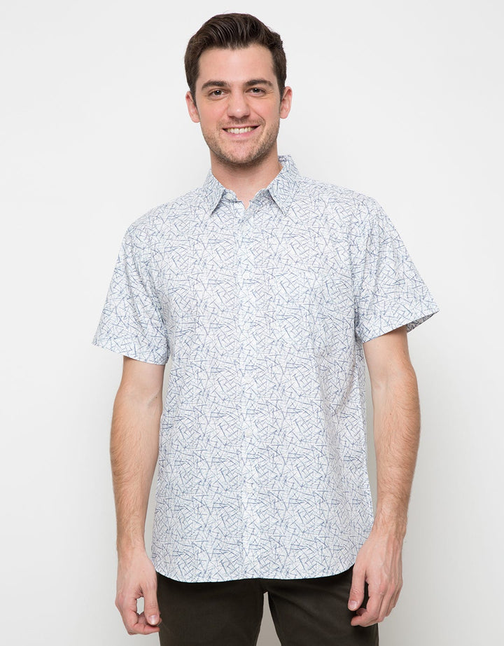 Cole Kemeja Lengan Pendek Print Line Abstrak