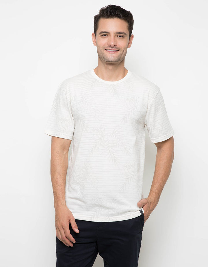 Details Stripe Leaves Kaos Casual Pria