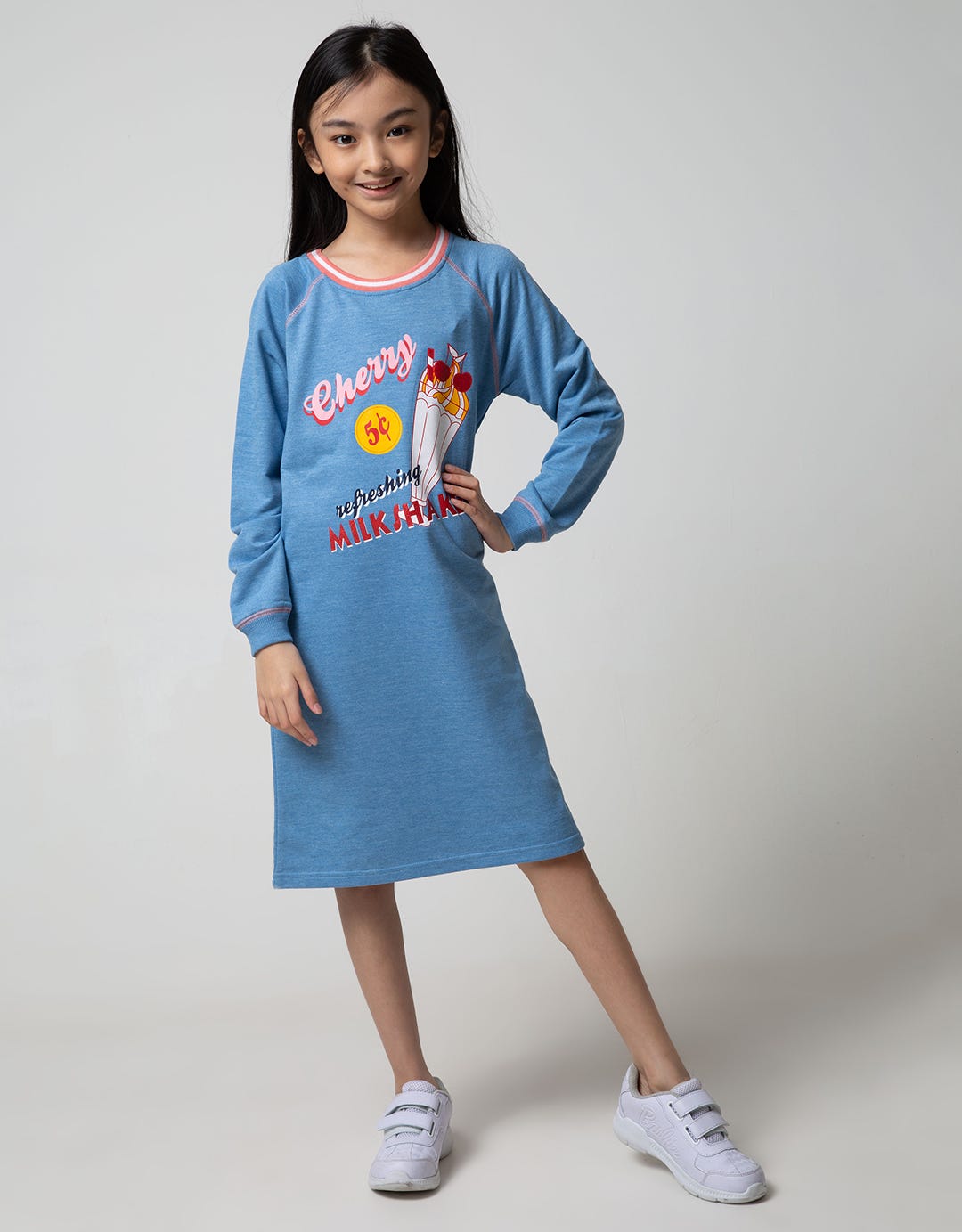 LS MIDI DRESS RAGLAN
