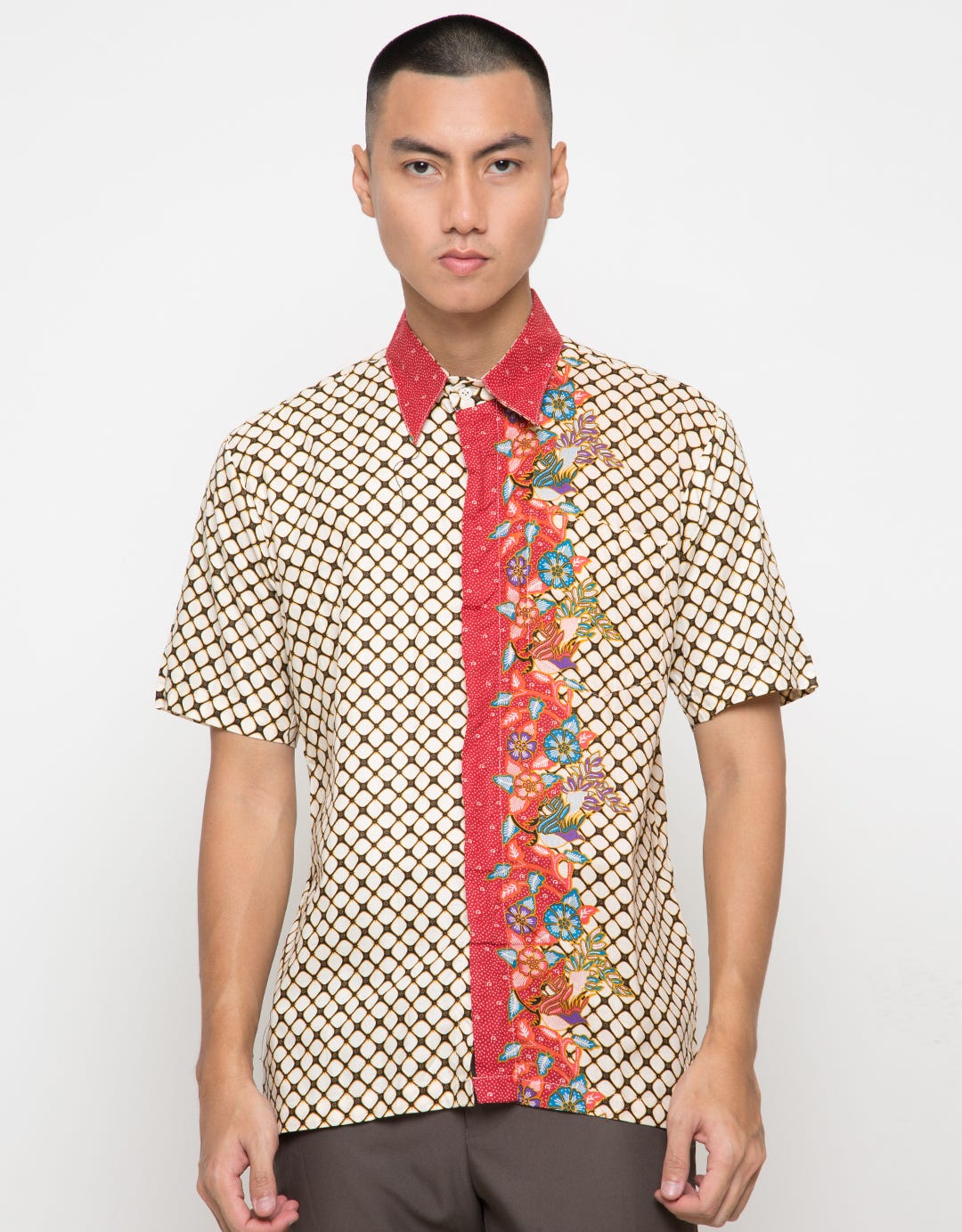 Adikusuma Hem Body Fit Batik Latar Kawung Pria