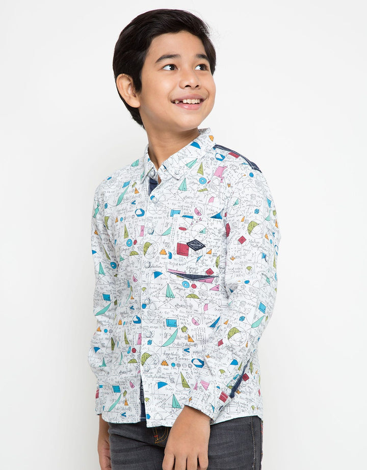 Pingu Kids Kemeja Lengan Panjang Motif Aritmatika