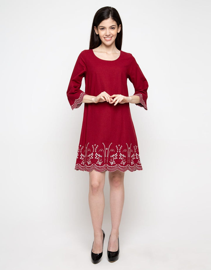 Minimal Scallop Embroidery Dress 4008567