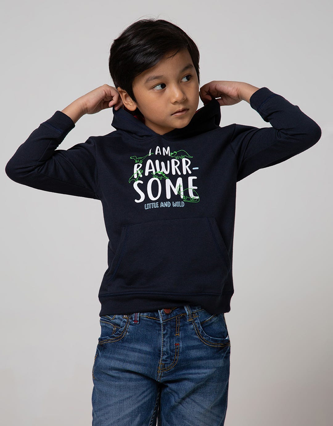 Little M Dino I'M Roarsome Hoodie Sweater
