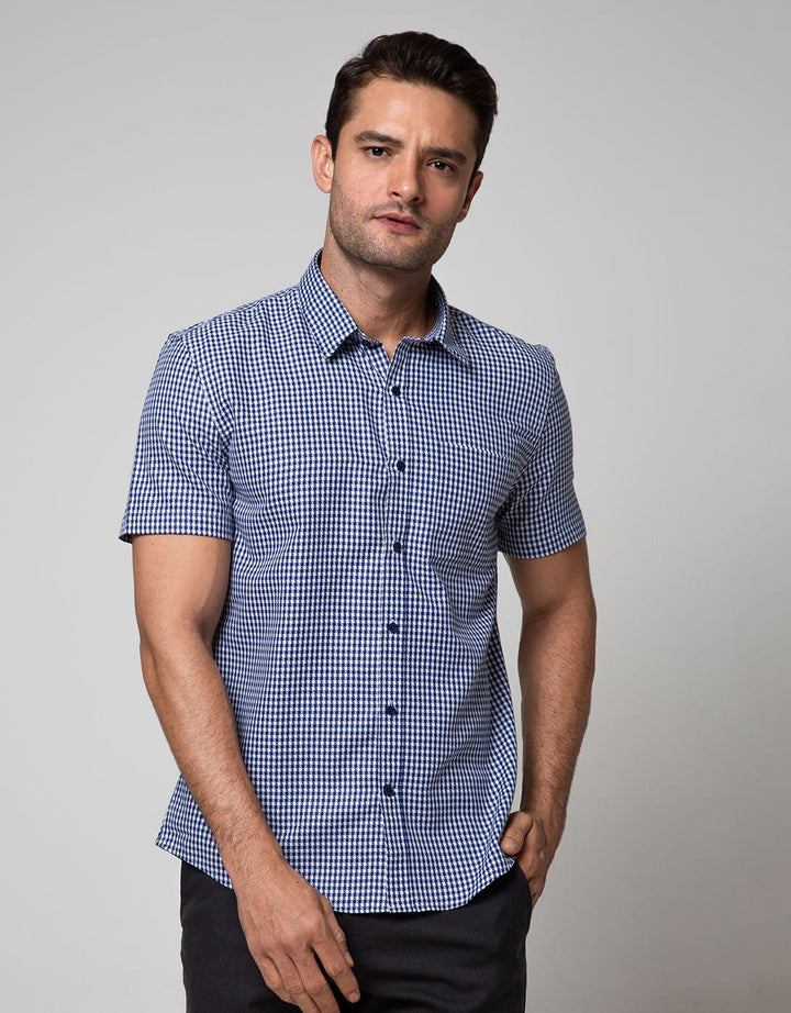 Stanley Adams Short Sleeve Shirt 314 Check Slim Point Collar