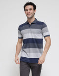 Anyday Block Stripe Polo Shirt Pria