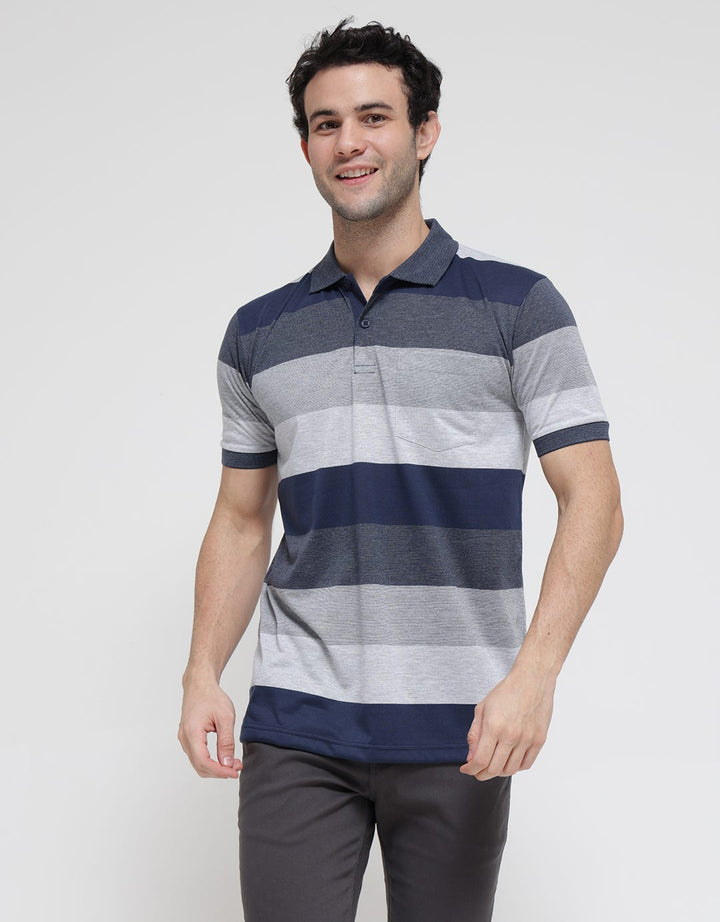 Anyday Block Stripe Polo Shirt Pria